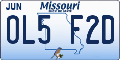MO license plate OL5F2D
