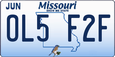 MO license plate OL5F2F