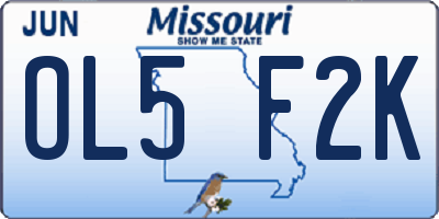 MO license plate OL5F2K