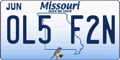 MO license plate OL5F2N