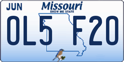 MO license plate OL5F2O