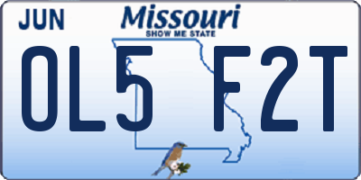 MO license plate OL5F2T