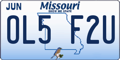 MO license plate OL5F2U