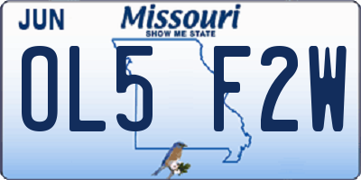 MO license plate OL5F2W