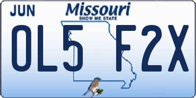MO license plate OL5F2X