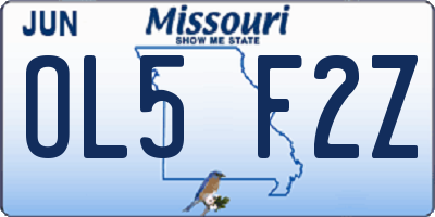 MO license plate OL5F2Z