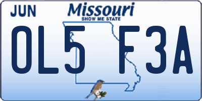 MO license plate OL5F3A