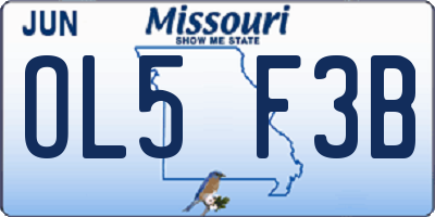 MO license plate OL5F3B