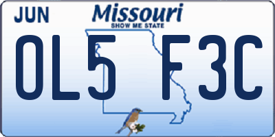 MO license plate OL5F3C