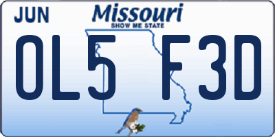 MO license plate OL5F3D