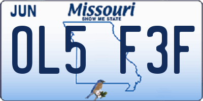 MO license plate OL5F3F