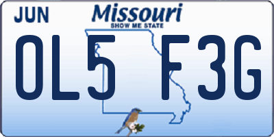 MO license plate OL5F3G