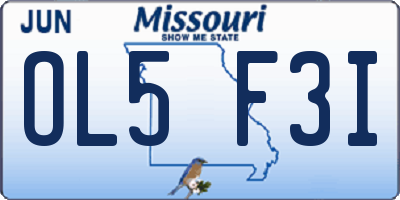 MO license plate OL5F3I