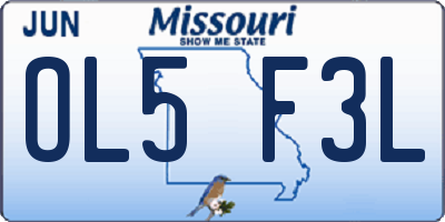MO license plate OL5F3L