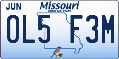 MO license plate OL5F3M