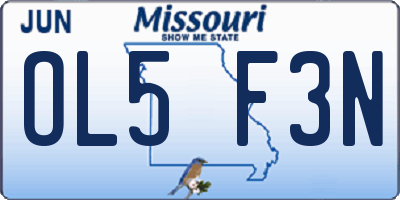 MO license plate OL5F3N
