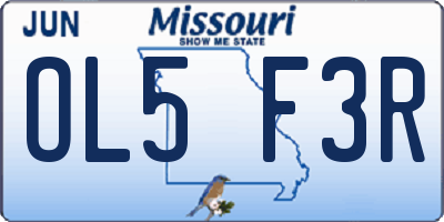 MO license plate OL5F3R