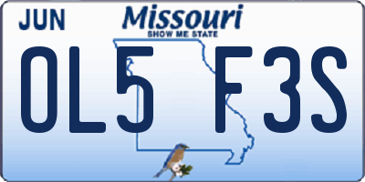 MO license plate OL5F3S