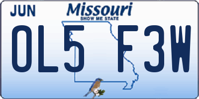 MO license plate OL5F3W