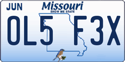 MO license plate OL5F3X