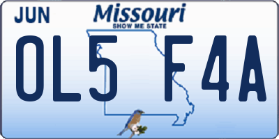 MO license plate OL5F4A