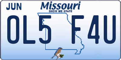 MO license plate OL5F4U