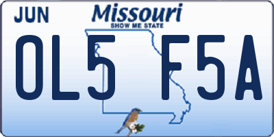 MO license plate OL5F5A