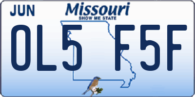 MO license plate OL5F5F