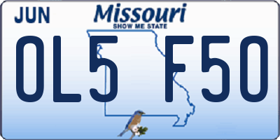 MO license plate OL5F5O