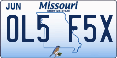 MO license plate OL5F5X