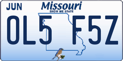 MO license plate OL5F5Z