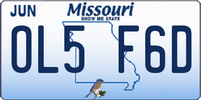 MO license plate OL5F6D