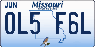 MO license plate OL5F6L