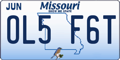 MO license plate OL5F6T