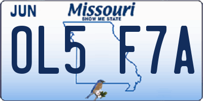 MO license plate OL5F7A