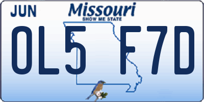 MO license plate OL5F7D