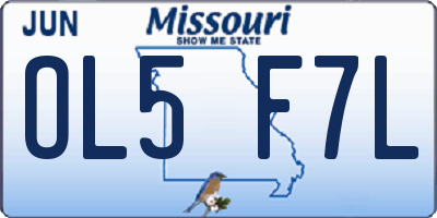 MO license plate OL5F7L