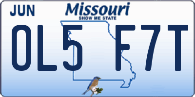MO license plate OL5F7T