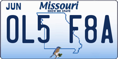 MO license plate OL5F8A