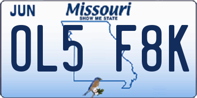 MO license plate OL5F8K