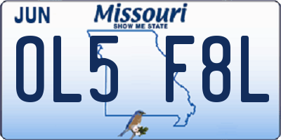 MO license plate OL5F8L