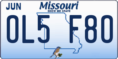 MO license plate OL5F8O