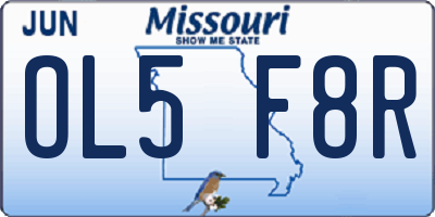 MO license plate OL5F8R