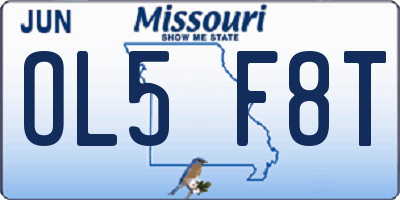 MO license plate OL5F8T