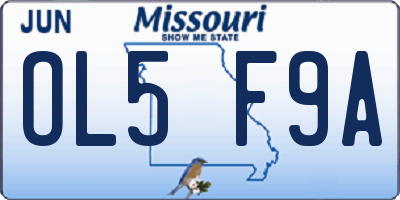 MO license plate OL5F9A
