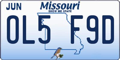 MO license plate OL5F9D