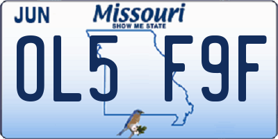 MO license plate OL5F9F