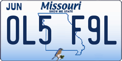 MO license plate OL5F9L