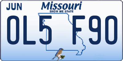 MO license plate OL5F9O