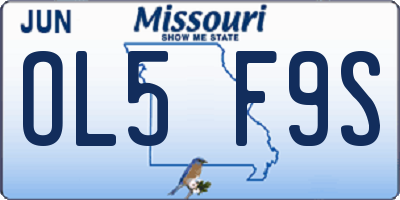 MO license plate OL5F9S